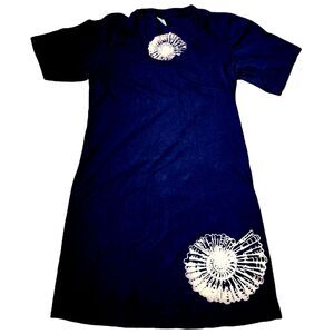 American Apparel Classic Girl Tee Youth XL Navy Beige Graphic T‑Shirt Dress